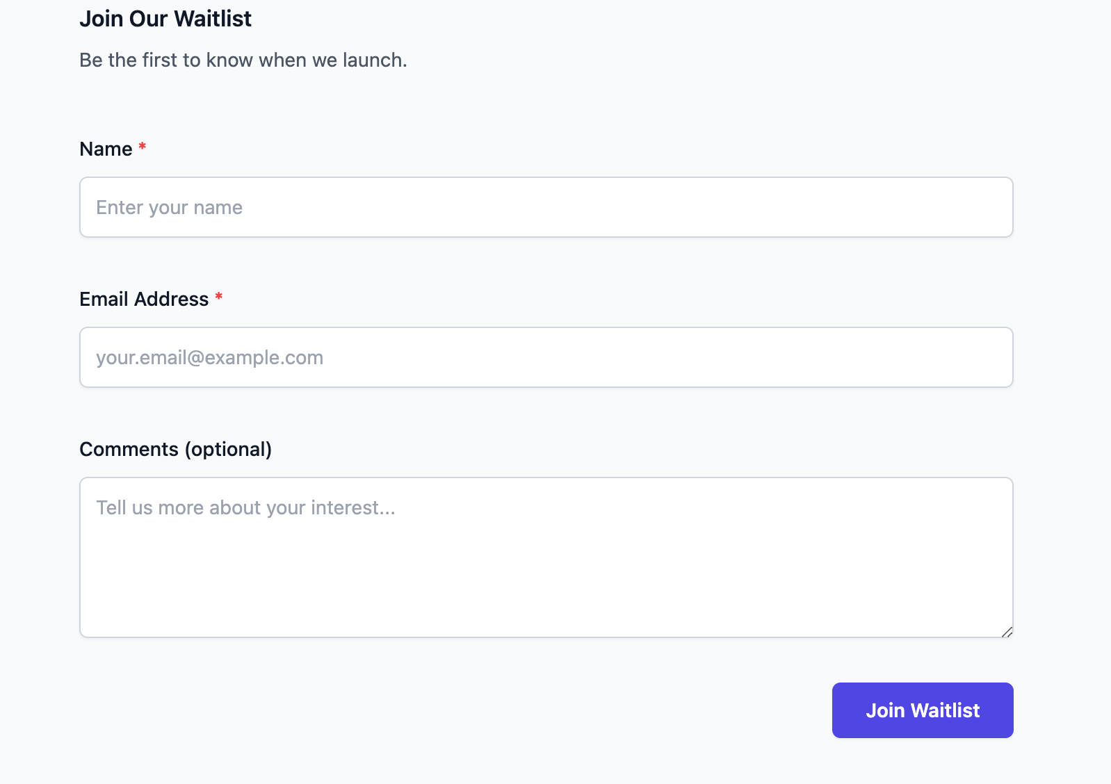Waitlist template preview